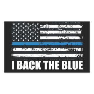 Back the Blue Thin blue line USA Flag MAGA WWG1WA Rectangular Sticker