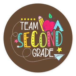 Back To School Gifts Team Second Grade 2nd Classic Round Sticker