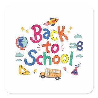 Back to school square sticker