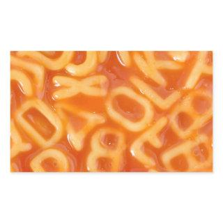 Background of alphabet shaped spaghetti rectangular sticker