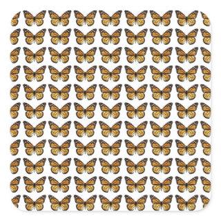 Background of multiple monarch butterflies square sticker
