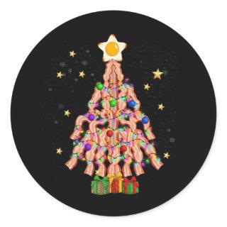 Bacon Christmas Tree Egg Top Pork Lover Merry Xmas Classic Round Sticker