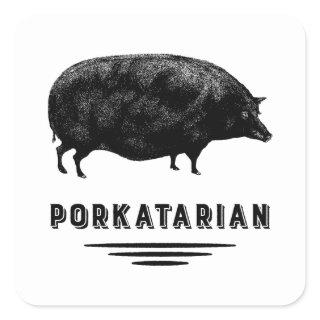 Bacon Lover - Porkatarian - Vintage Pig Square Sticker