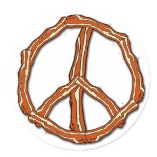 Bacon Peace Sign T-shirts, Hoodies, Gifts Classic Round Sticker