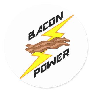 Bacon Power Lightning Bolt Classic Round Sticker