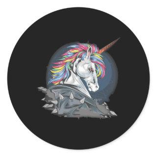 Bad boy unique unicorn horse gangster band bold st classic round sticker