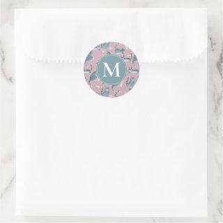 Bad Grey Tabby Cats Knocking Stuff Over & Monogram Classic Round Sticker