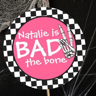 Bad Two The Bone Personalized 2nd Birthday Party Classic Round Sticker