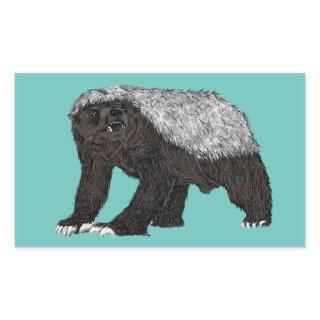 Badass Honey Badger Fearless Nasty Attitude Animal Rectangular Sticker