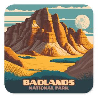 Badlands National Park Mountains Retro Square Sticker