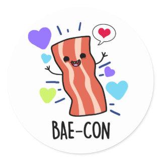 Bae-con Funny Bacon Pun  Classic Round Sticker