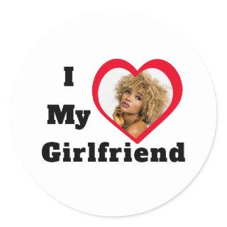Bae Personalized Custom Photo I Love My Girlfriend Classic Round Sticker
