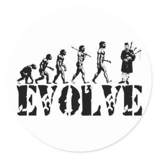 Bagpipe Pipers Bagpiper Musical Evolution Art Classic Round Sticker