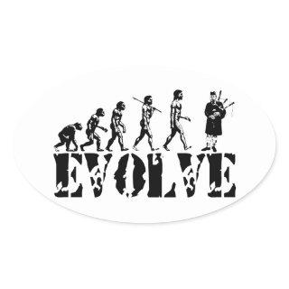 Bagpipe Pipers Bagpiper Musical Evolution Art Oval Sticker