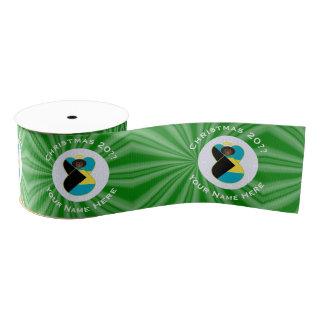 Bahaman Flag Christmas Black Angel Personalize Grosgrain Ribbon