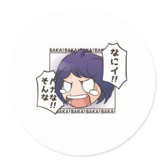 Baka anime classic round sticker