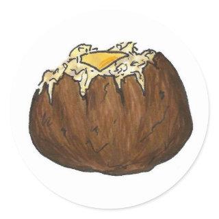 Baked Potato Foodie Hot Potatoes w/ Butter Pat Classic Round Sticker