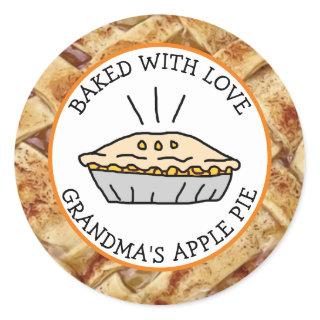 Baked with Love, Apple Pie Personalized Classic Round Sticker