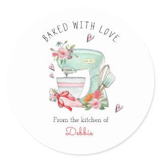 Baked with Love Cake Mixer watercolor  Classic Round Sticker