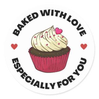 Baked with Love, Cupcake Classic Round Sticker