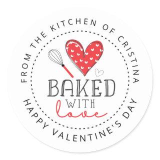 Baked with Love from the kitchen of Valentine's Classic Round Sticker
