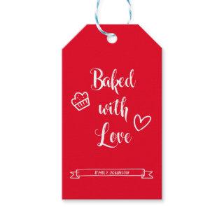 Baked with Love Personalized Name Red & White Gift Tags