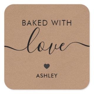Baked With Love Tag, Homemade Sticker, Kraft Square Sticker