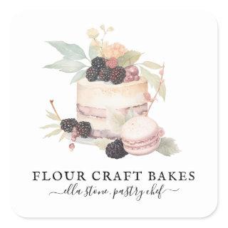 Baker Bakery Pastry Chef Catering Pink Cake Square Sticker