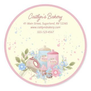 Bakery and Pastry Shop Personalized Pink Edge Classic Round Sticker