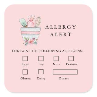 Bakery Food Safety Allergy Alert Baking utensils Square Sticker