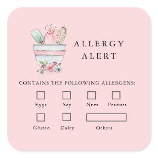 Bakery Food Safety Allergy Alert Baking utensils Square Sticker