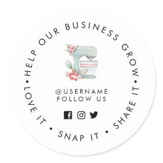 Bakery Help our Business Grow Social media Classic Round Sticker
