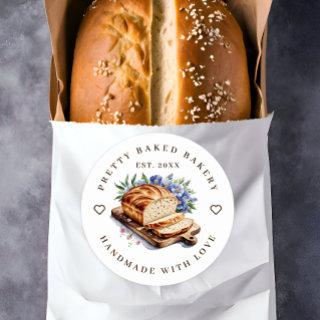 Bakery Modern Watercolor Bread  Classic Round Sticker