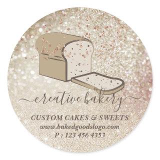 Bakery Pastry glitter sparkle bread slice Classic Round Sticker