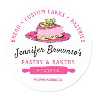 Bakery Pastry Lemon Cheesecake Slice Classic Round Sticker