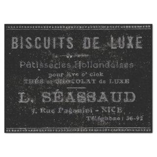 Bakery Patisserie French Vintage Black Ad Border Tissue Paper