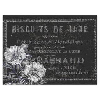 Bakery Patisserie French Vintage Black Ad Peony  Tissue Paper