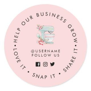 Bakery Pink Social media follow  Classic Round Sticker