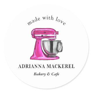 Baking Pink Whisk Caterer Pastry Chef Kitchen Classic Round Sticker