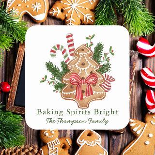 Baking Spirits Bright Christmas Tree Cookie  Square Sticker