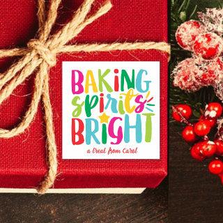 Baking Spirits Bright Festive Colorful Christmas Square Sticker