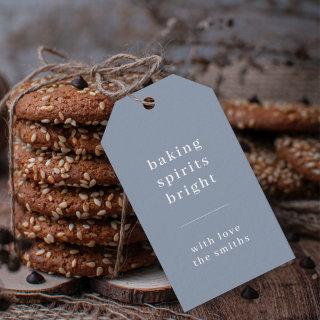 Baking Spirits Bright | Minimal Simple Blue Gray Gift Tags