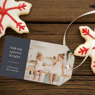 Baking Spirits Bright | Modern Stylish Kids Photo Gift Tags
