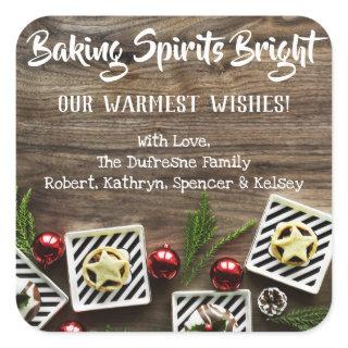 Baking Spirits Bright Personalized Square Sticker