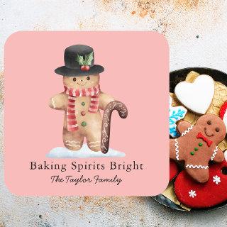 Baking Spirits Bright Pink Christmas Holiday  Square Sticker