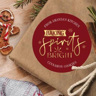 Baking Spirits Bright Red & Gold Christmas Baking Classic Round Sticker
