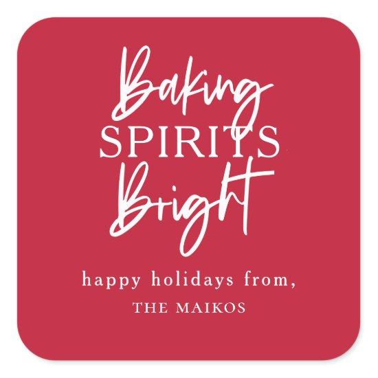 Baking Spirits Bright Red Holiday Square Sticker