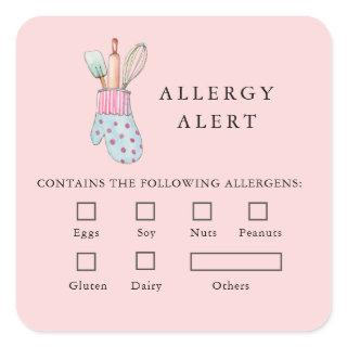 Baking utensils Bakery Food Safety Allergy Alert  Square Sticker