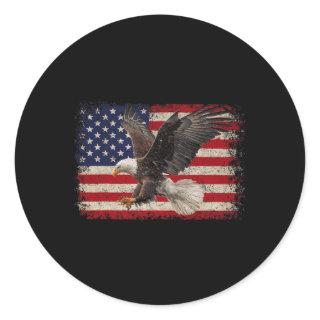 Bald Eagle 4th Of July American Usa Flag Eagle Pat Classic Round Sticker