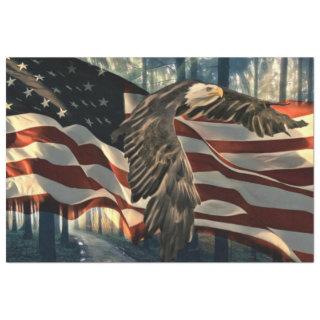 Bald Eagle American Flag Country Road Tissue Paper
